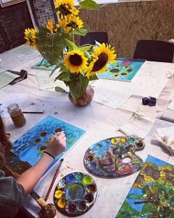 25 Jahre KunstVisite - Malworkshop Geliprint trifft Van Gogh