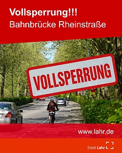Bild der Rheimstraße mit Stempel Vollsperrung