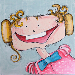 Das "Manndanga" - ein Bild der Künstlerin - zeigt ein Mädchen mit lachendem Gesicht und Sommersprossen. 