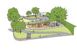 Die Skizze zeigt den künftigen Spielplatz aus der Vogelperspektive