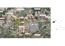 Das Bild zeigt einen Auszug aus der Karten, in der die verschiedenen Varianten eingezeichnet sind. 