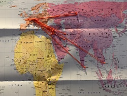 Karte mit den Herkunftsländern der Seminarteilnehmerinnen