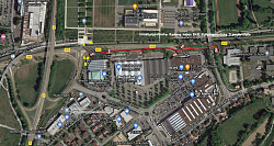 Plan der Radwegsperrung beim Fachmarktzentrum während der Sanierung