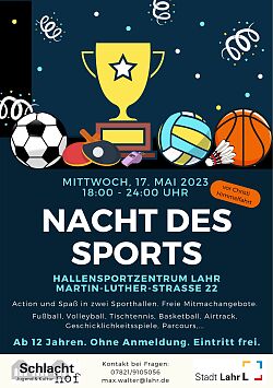 Der Flyer der Veranstaltung gibt die verschiedenen Sportarten und alle wichtigen Infos an.