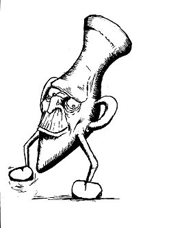 Bleistiftzeichnung , ein Krug mit Gesicht und Füßen