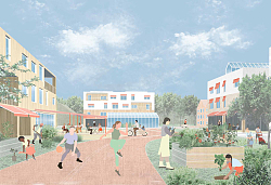 Entwurf für ein Gartenquartier von Mariia Emmalina, Nicolo Giovannella, Jannik Hölzmann, Sven Spallek, Marco Tarrio Torres