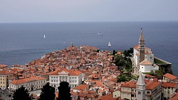 Stadt Piran aus der Vogelperspektive