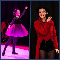 Das Foto zeigt zwei Mädchen, ein Mädchen beim Tanzen und ein Mädchen beim Schminken