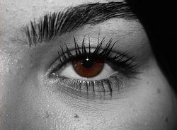 Großaufnahme von einem Auge, Bild der Ausstellung „SAME EYES – DIFFERENT STORIES