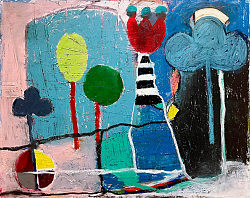 Abstrakte und bunte Darstellung eines Parks