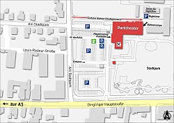 Plan mit Wegbeschreibung zum Parktheater Lahr.