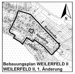 Geltungsbereich der Bebauungspläne Weilerfeld II und Weilerfeld II, erste Änderung, Gemarkung Sulz