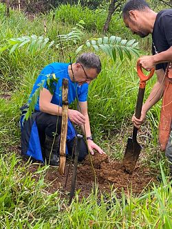 Lahrs Oberbürgermeister packt bei einer Aufforstungsaktion im Nationalpark Braulio Carillo mit an