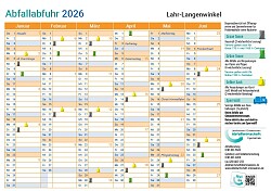 Titelseite des Abfall-Abfuhrkalender Langenwinkel 2026 mit den Monaten Januar bis Juni.