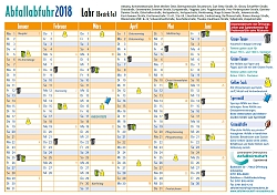 Abbildung eines Abfuhrkalenders für einen Lahrer Bezirk