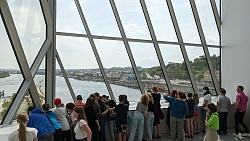 Blick auf den Zusammenfluss von Rhône und Saône in Lyon