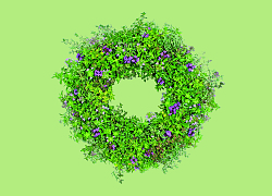 Das Foto zeigt einen bunten Kranz aus Blumen gebunden.