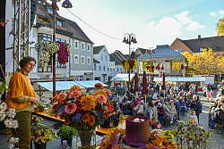 Chrysanthemenfloristik auf der Marktplatzbühne