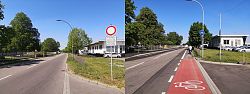 Dr. Georg-Schaeffler-Straße vor und nach dem Radweglückenschluss