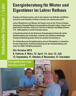 Plakat der Energieberatungstermine 2018