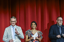 Oberbürgermeister Markus Ibert, Erster Bürgermeister Guido Schöneboom, Bürgermeister Tilman Petters und Larissa Bothor während der Bürgermeister Runde