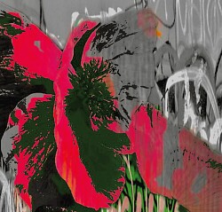 Bild, das abstrakte Kunst zeigt mit Rosa- und Grüntönen
