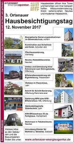 Übersicht über die Objekte, die am Tag der offenen Türe am Hausbesichtigungstag 2017 zu besichtigen sind