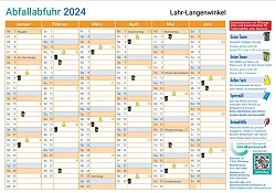 Titelseite des Abfall-Abfuhrkalender Langenwinkel 2024 mit den Monaten Januar bis Juni.