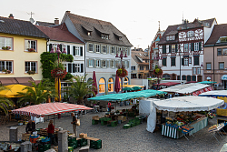 Das Bild zeigt, den Lahrer Wochenmarkt