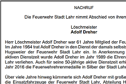 Nachruf Adolf Dreher