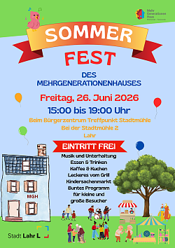 Plakat zum Sommerfest des Mehrgenerationenhauses