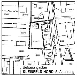 Geltungsbereich des Bebauungsplans Kleinfeld-Nord, fünfte Änderung