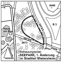 Geltungsbereich des Bebauungsplans Seepark, Erste Änderung im Stadtteil Mietersheim 
