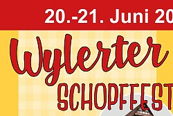 20. - 21. Juni 2026 Wylerter Schopffest&#13;&#10;Programm: &#13;&#10;Samstag, 20. Juni: 18:00 Uhr Eröffnung mit Fassanstich;&#13;&#10;ab 19:00 Uhr musikalische Unterhaltung mit dem Duo Ohrwurm;&#13;&#10;Sonntag, 21. Juni: 10:30 Uhr Ökumenischer Gottesdienst;&#13;&#10;12:00 Uhr Blasmusik mit &#34;die Bergländer&#34;.&#13;&#10;Am Samstag Spieleangebot für Ihre Jüngsten.&#13;&#10;Ausklang des Schopffest gegen 15:30 Uhr.&#13;&#10;Bei Regen ist die Kaiserswaldhalle geöffnet. 