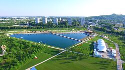 Luftbild vom Seepark Lahr zur Landesgartenschau 2018