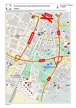 Plan der Umleitungsstrecke, wie im Text beschrieben