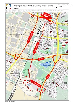 Plan der Umleitungsstrecke, wie im Text beschrieben