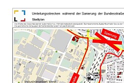 Plan der Umleitungsstrecke, wie im Text beschrieben