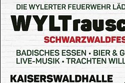 Die Wylerter Feuerwehr lädt ein zum Wyltrauschen / Schwarzwaldfest am Samstag, 17. Oktober 2026 ab 18:00 Uhr in der Kaiserswaldhalle Kippenheimweiler, Im Hanfländer 15, 77933 Lahr/Schw.&#13;&#10;Badisches Essen, Bier und Getränke, Live Musik, Trachten willkommen&#13;&#10;Eintritt frei!