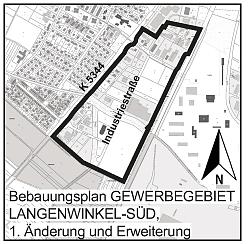 Geltungsbereich des Bebauungsplanes Gewerbegebiet Langenwinkel-Süd, erste Änderung und Erweiterung