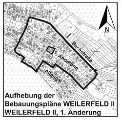 Geltungsbereich der Bebauungspläne Weilerfeld II und Weilerfeld II, erste Änderung, Stadtteil Sulz