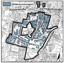 Man sieht die Abgrenzung des Untersuchungsgebietes für den Bereich Innenstadt - Marktstraße.