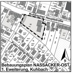 Geltungsbereich des Bebauungsplans Nassacker-Ost, erste Erweiterung, im Stadtteil Kuhbach