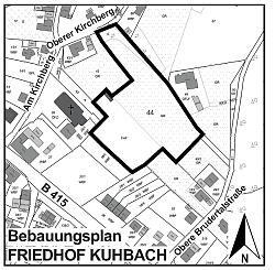 Geltungsbereich des Bebauungsplans Friedhof Kuhbach, Stadtteil Kuhbach