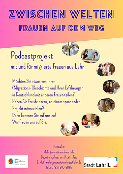 Plakat Podcast-Projekt mit und für migrierte Frauen aus Lahr