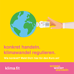 Werbeplakat zum Zertifizierungskurs "Klimafit" der Volkshochschule.