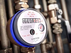 Anzeige einer Wasseruhr mit Verbrauchsstand wird gezeigt.