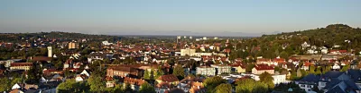 Blick über die Dächer der Lahrer Altstadt zum Schutterlindenberg